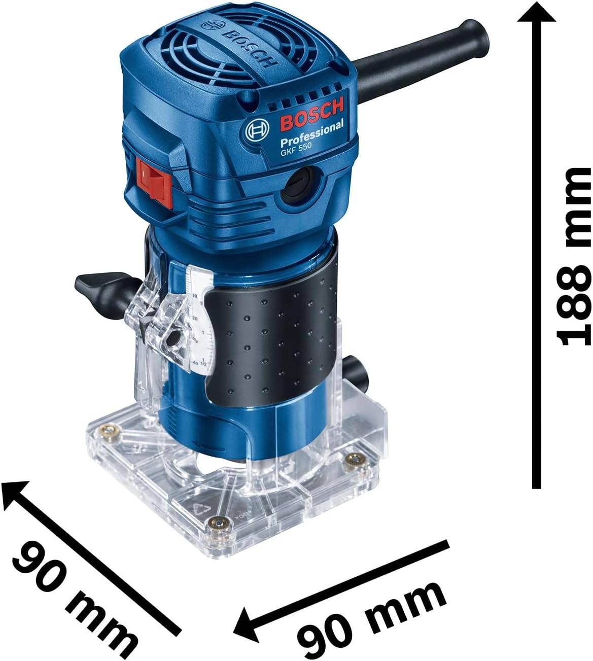 Bosch Professional Randfrees GKF 550 (incl. parallelaanslag, rolgeleiding, grijs, 2x moersleutel (17mm, 10 mm), in doos)