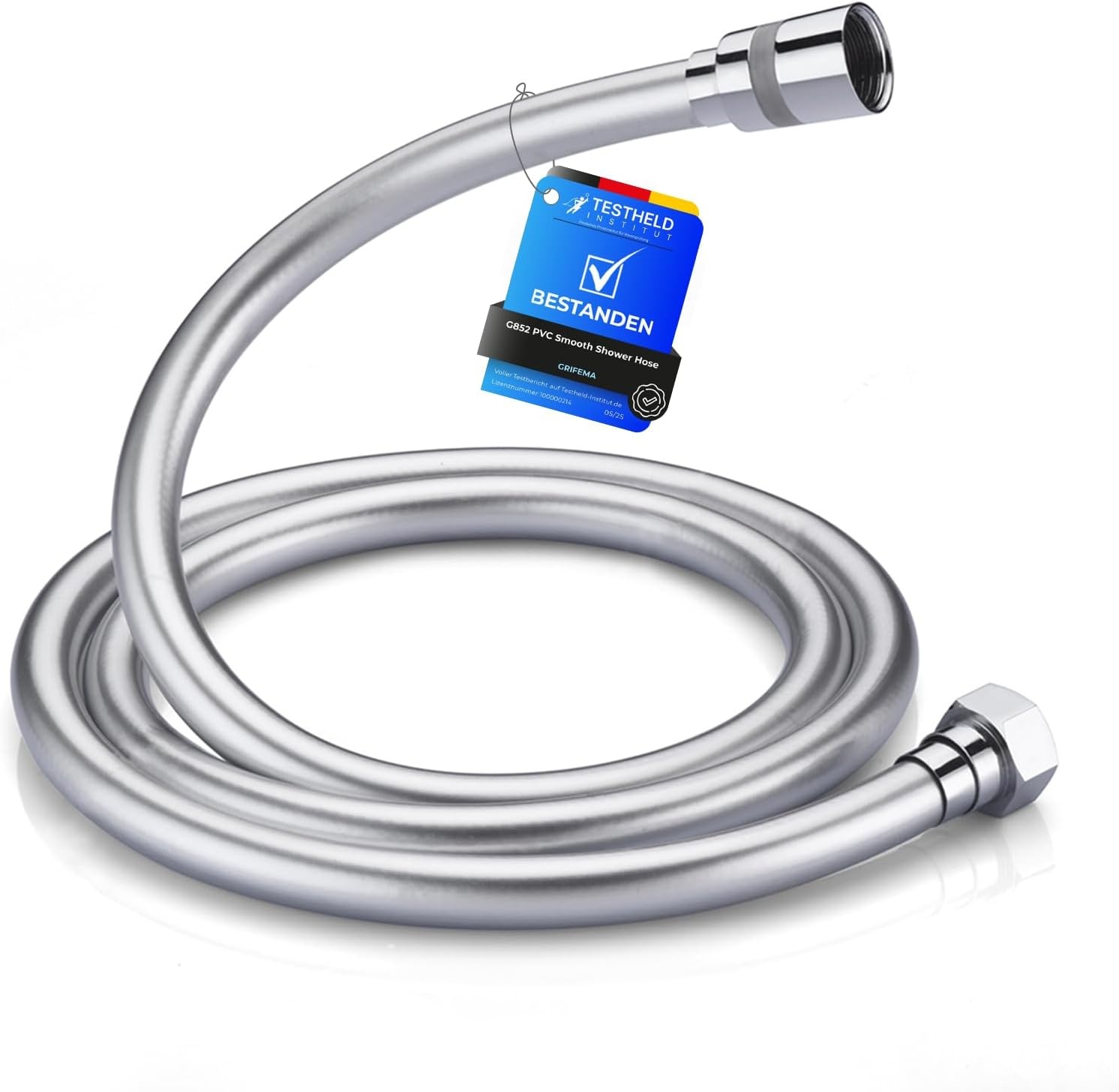 GRIFEMA G852-18 Doucheslang, 1,8 m Bescherming Tegen Verdraaien Doucheslang, Zilver - Maat 1,8 KM