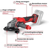 Einhell Professional accu-haakse slijper AXXIO 18/125 - Maat Diameter 125 mm