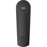 GROHE Start, wastafelarmatuur waterbesparend (kraan voor de badkamer, badkamerkraan met pop-up afvoer, 17 cm hoog, met 3-in-1 gereedschap, eenvoudige installatie op wastafel), zwart, 235502432