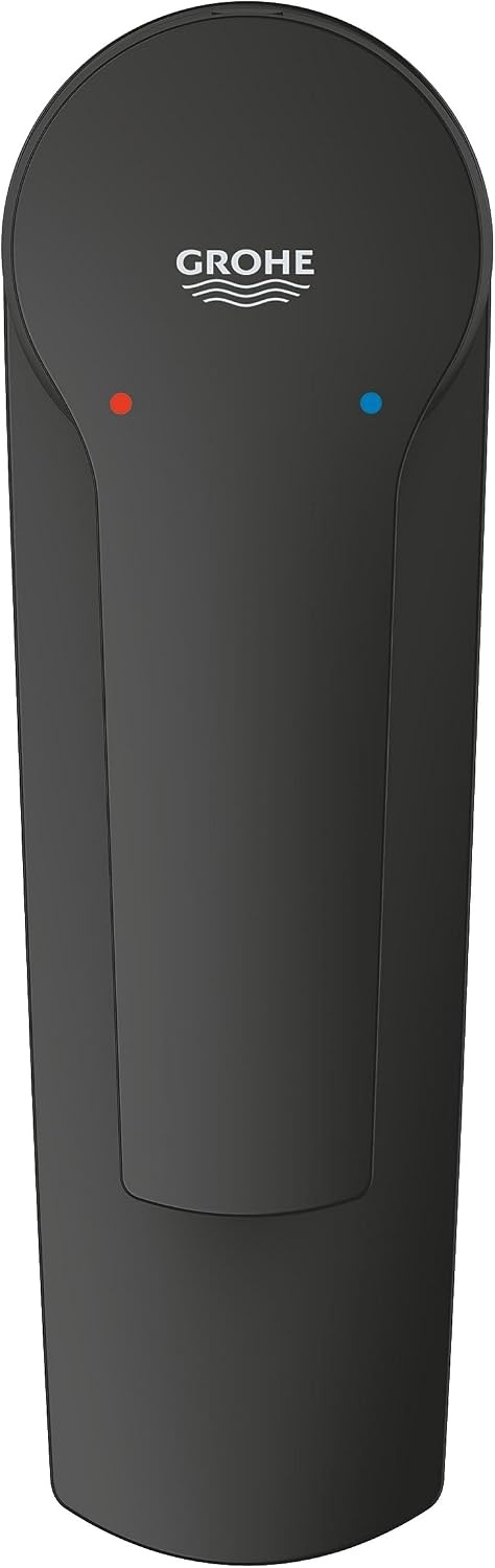 GROHE Start, wastafelarmatuur waterbesparend (kraan voor de badkamer, badkamerkraan met pop-up afvoer, 17 cm hoog, met 3-in-1 gereedschap, eenvoudige installatie op wastafel), zwart, 235502432