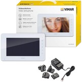 VIMAR K40912 Videodeur 7 inch Handsfree Videomonitor met Touch Knoppen, Voeding met verwisselbare Europese, Britse, Amerikaanse en Australische Standaardstekkers, voor installatie op het oppervlak