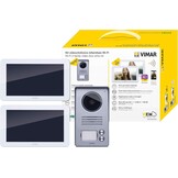 Vimar K40956 videospreekalageset 2 familie bevat handsfree touchscreen-videohaustelefoon LCD7in en WLAN-verbinding, 2-knops beltablet met regenbescherming, voeding, met accessoires voor AP-installatie