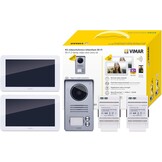 Vimar K40956 videospreekalageset 2 familie bevat handsfree touchscreen-videohaustelefoon LCD7in en WLAN-verbinding, 2-knops beltablet met regenbescherming, voeding, met accessoires voor AP-installatie