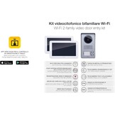 Vimar K40956 videospreekalageset 2 familie bevat handsfree touchscreen-videohaustelefoon LCD7in en WLAN-verbinding, 2-knops beltablet met regenbescherming, voeding, met accessoires voor AP-installatie