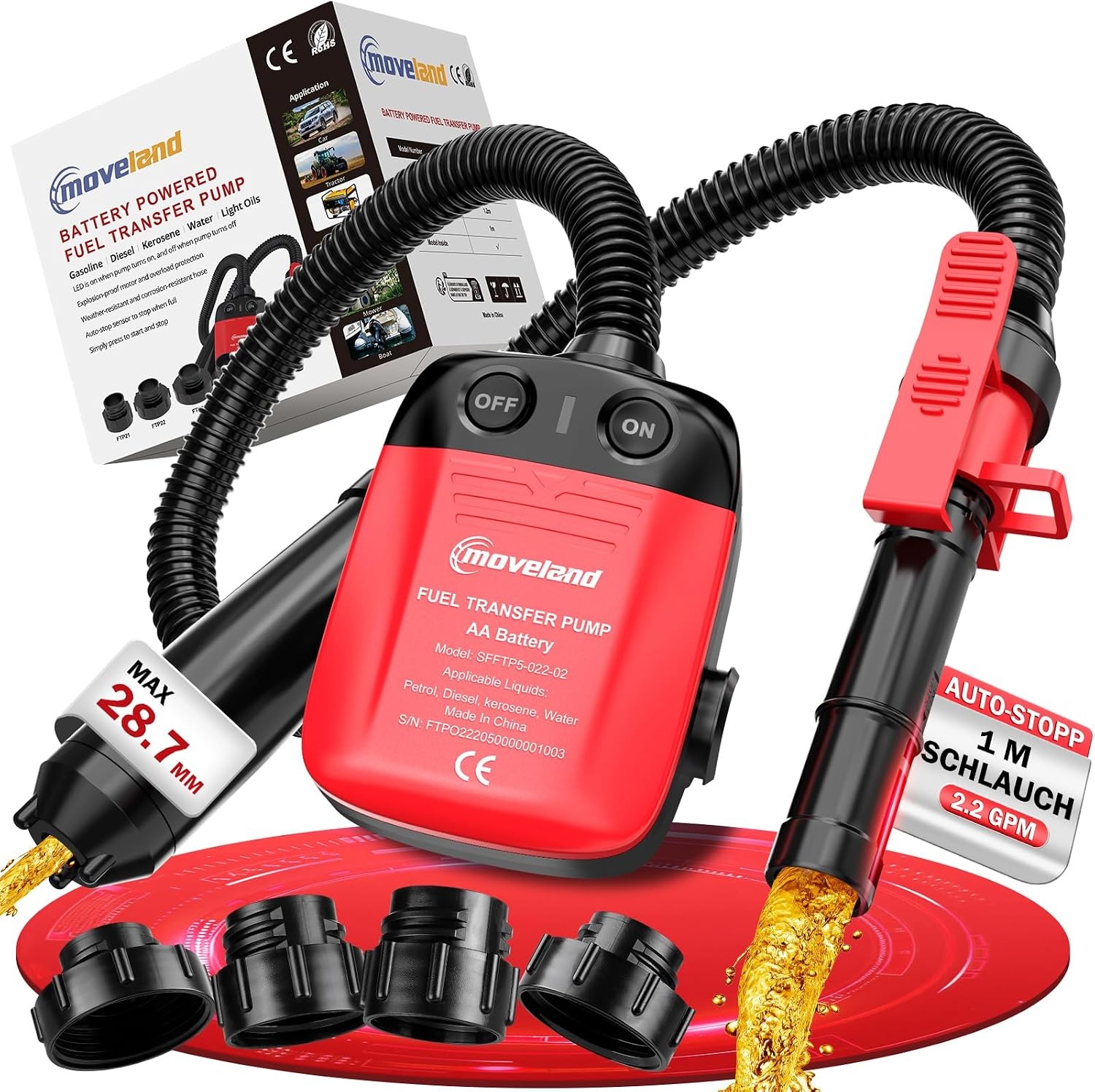moveland Elektrische Brandstofpomp Auto-Stop 8,3 L/min Benzine & Diesel
