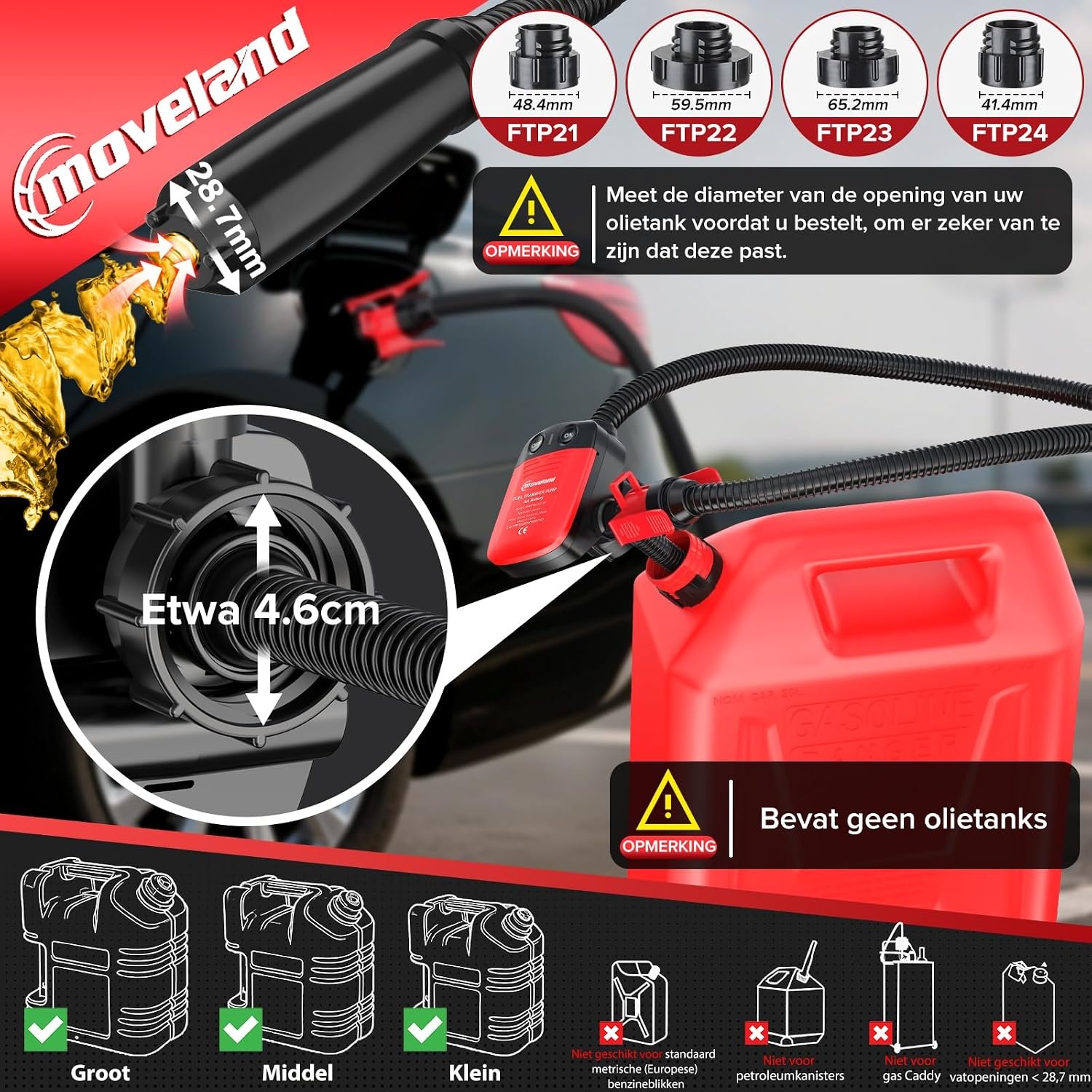 moveland Elektrische Brandstofpomp Auto-Stop 8,3 L/min Benzine & Diesel