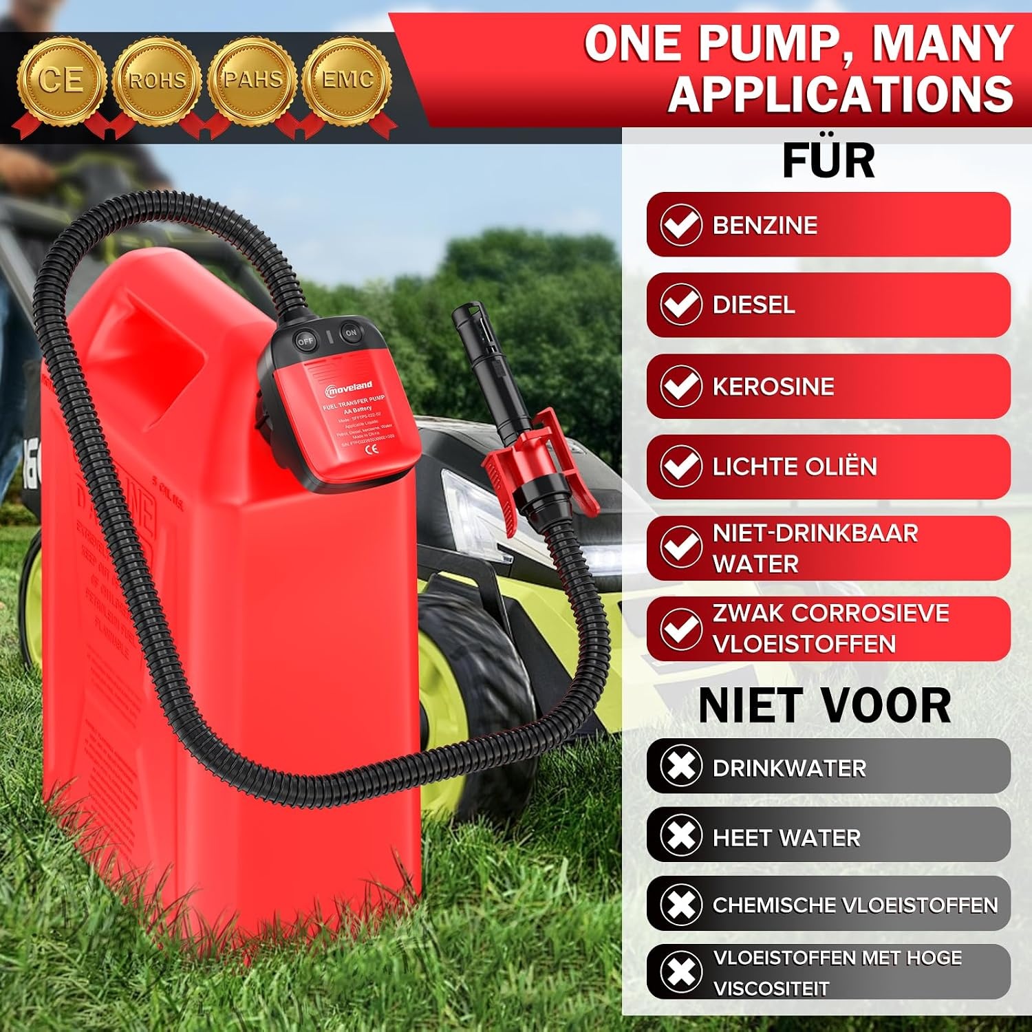 moveland Elektrische Brandstofpomp Auto-Stop 8,3 L/min Benzine & Diesel