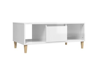 Salontafel Hoogglans Wit Bewerkt Hout 90x50x36,5 cm - 53% Korting
