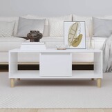 Salontafel Hoogglans Wit Bewerkt Hout 90x50x36,5 cm - 53% Korting