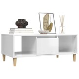 Salontafel Hoogglans Wit Bewerkt Hout 90x50x36,5 cm - 53% Korting