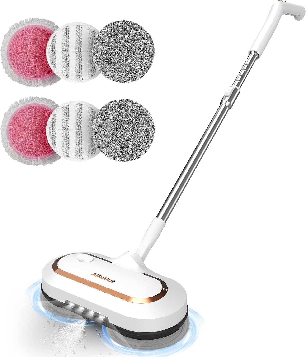 AlfaBot S2 Draadloze Elektrische Mop, Vloerreiniger 400 ml Watertank, 60 Minuten Looptijd, Met Led-licht en Sproeier, Voor Hardhout en Tegelvloeren