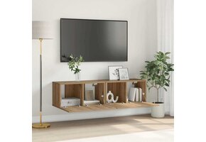 VidaXL TV-meubelset: 2x Wandmeubel, Bruin Bewerkt Hout (63% Korting)
