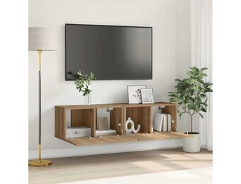 vidaXL Tv-meubelset 2 st Bruin Bewerkt hout