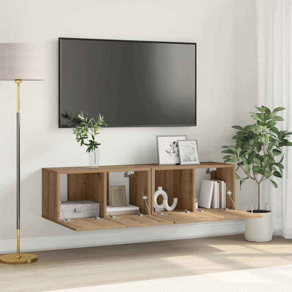 vidaXL Tv-meubelset 2 st Bruin Bewerkt hout