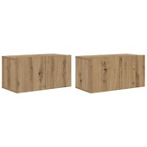 vidaXL Tv-meubelset 2 st Bruin Bewerkt hout