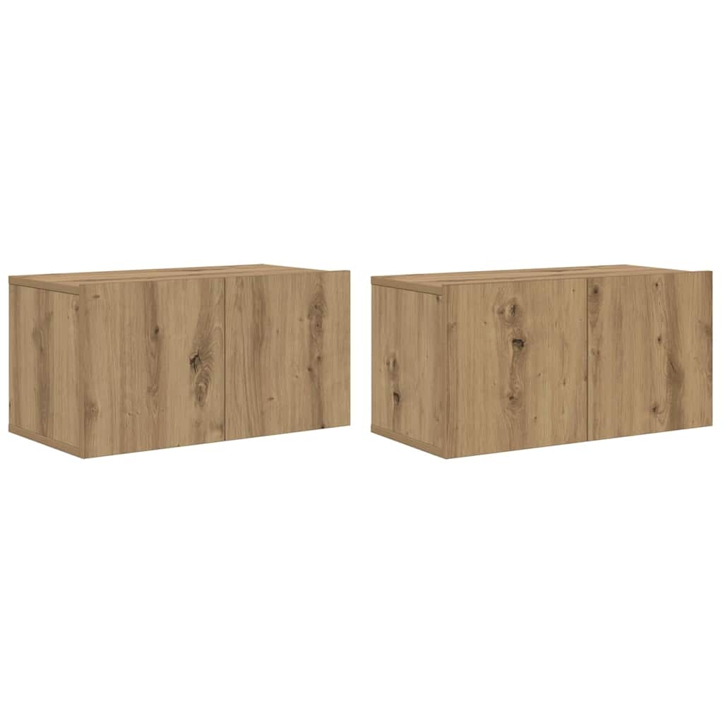 vidaXL Tv-meubelset 2 st Bruin Bewerkt hout