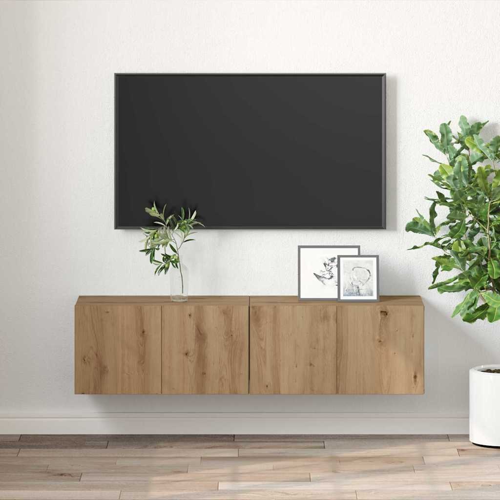 vidaXL Tv-meubelset 2 st Bruin Bewerkt hout