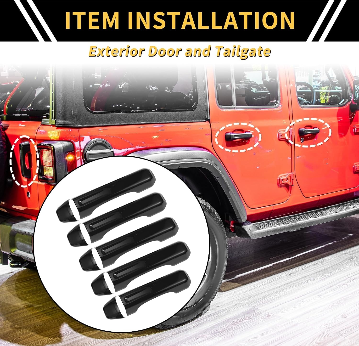 1 Set Exterieur Deurhandgreep Covers Achterklep Deurhandgreep Cover voor Jeep Wrangler JL JLU 2018-2022 voor Jeep Gladiator JT 2020-2021 Auto Deurhandgreep Beschermer ABS Zwart