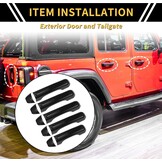 1 Set Exterieur Deurhandgreep Covers Achterklep Deurhandgreep Cover voor Jeep Wrangler JL JLU 2018-2022 voor Jeep Gladiator JT 2020-2021 Auto Deurhandgreep Beschermer ABS Zwart