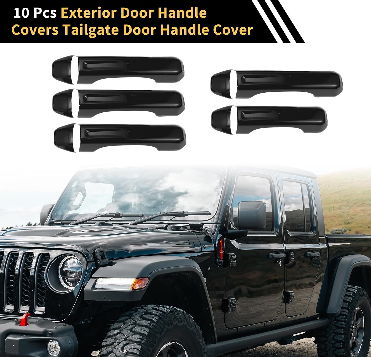 1 Set Exterieur Deurhandgreep Covers Achterklep Deurhandgreep Cover voor Jeep Wrangler JL JLU 2018-2022 voor Jeep Gladiator JT 2020-2021 Auto Deurhandgreep Beschermer ABS Zwart