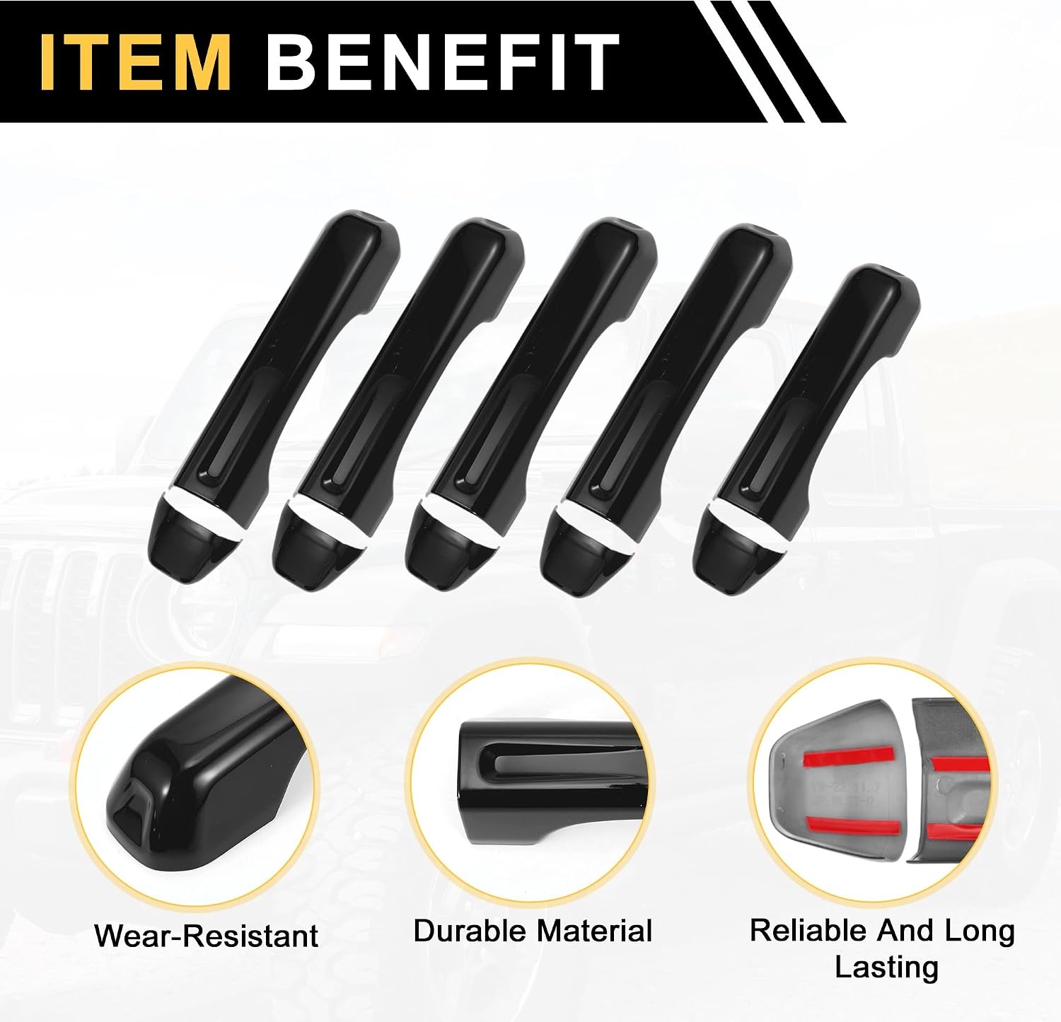 1 Set Exterieur Deurhandgreep Covers Achterklep Deurhandgreep Cover voor Jeep Wrangler JL JLU 2018-2022 voor Jeep Gladiator JT 2020-2021 Auto Deurhandgreep Beschermer ABS Zwart
