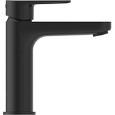 Ideal Standard Cerafine O wastafelarmatuur, Grande, inclusief push-open ventiel, met FirmaFlow patroon, waterbesparend, snelmontagesysteem Easy Fix, Silk Black