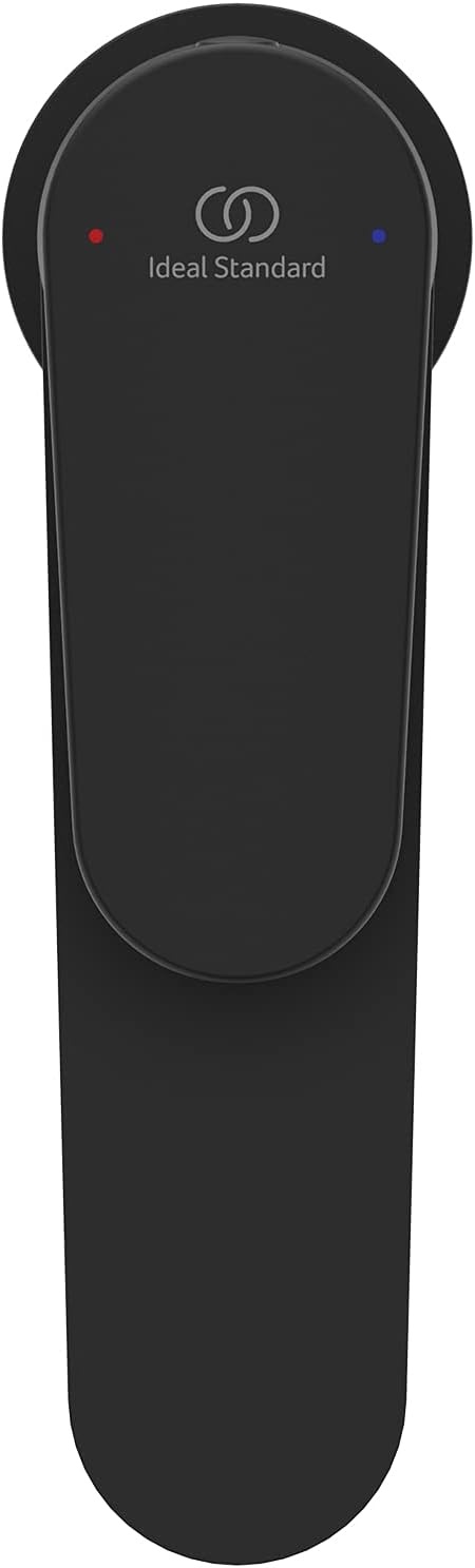 Ideal Standard Cerafine O wastafelarmatuur, Grande, inclusief push-open ventiel, met FirmaFlow patroon, waterbesparend, snelmontagesysteem Easy Fix, Silk Black
