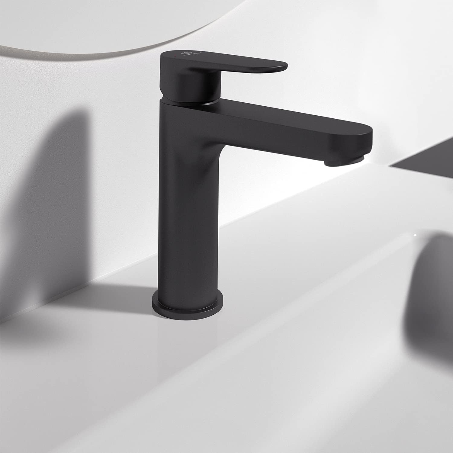 Ideal Standard Cerafine O wastafelarmatuur, Grande, inclusief push-open ventiel, met FirmaFlow patroon, waterbesparend, snelmontagesysteem Easy Fix, Silk Black