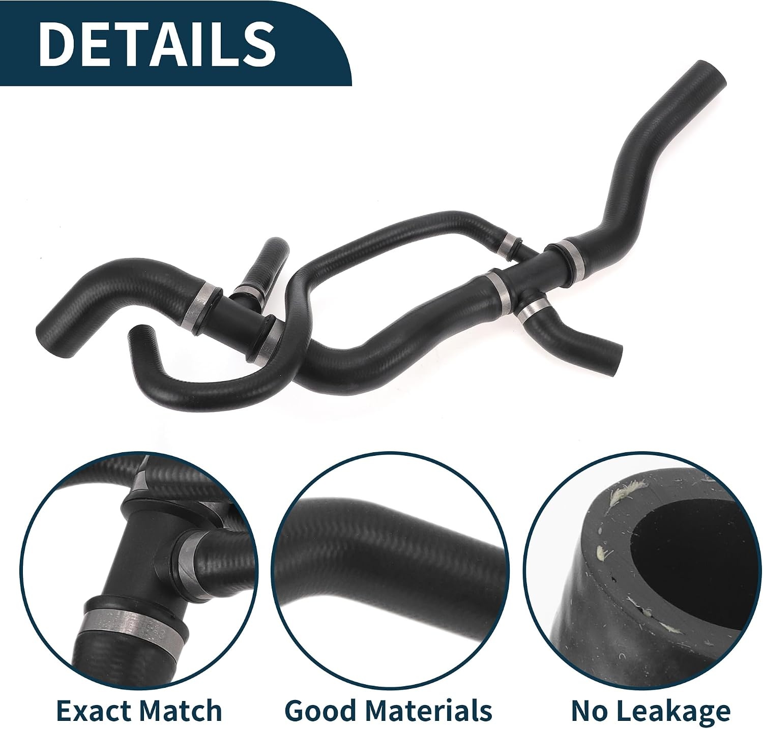Verwarmingsslang nr. 30723082 voor Volvo S40 2004-2011 zwart rubber, 1 waterslang bovenaan