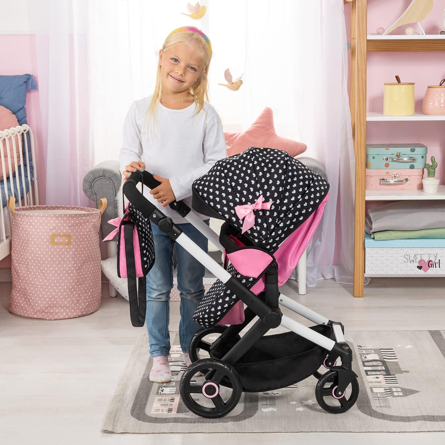 Bayer Design Poppenwagen XEO Jogger Zwart/Roze - 34% Korting