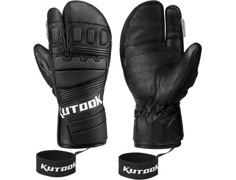 Heren Skiwanten Leer Waterdicht Thinsulate Zwart Maat M - 78% Korting!