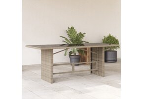 Lichtgrijze tuintafel van polyrotan met glazen blad - 190 cm - 57% korting