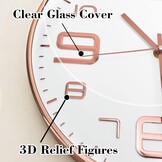 Moderne Wandklok stil niet-tikkend 30 cm Roségoud Rond | Quartz uurwerk | Batterij-aangedreven | voor woonkamer, slaapkamer, kantoor, keuken