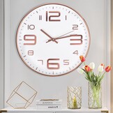 Moderne Wandklok stil niet-tikkend 30 cm Roségoud Rond | Quartz uurwerk | Batterij-aangedreven | voor woonkamer, slaapkamer, kantoor, keuken