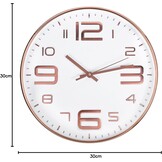 Moderne Wandklok stil niet-tikkend 30 cm Roségoud Rond | Quartz uurwerk | Batterij-aangedreven | voor woonkamer, slaapkamer, kantoor, keuken