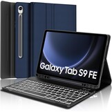 Toetsenbordhoes Samsung Galaxy Tab S9 FE 10.9" & Tab S9 11" | Italiaans Bluetooth toetsenbord met achtergrondverlichting afneembaar oplaadbaar Donkerb