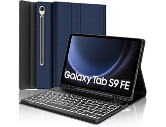 Toetsenbordhoes Samsung Galaxy Tab S9 FE 10.9" & Tab S9 11" | Italiaans Bluetooth toetsenbord met achtergrondverlichting afneembaar oplaadbaar Donkerb