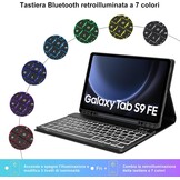 Toetsenbordhoes Samsung Galaxy Tab S9 FE 10.9" & Tab S9 11" | Italiaans Bluetooth toetsenbord met achtergrondverlichting afneembaar oplaadbaar Donkerb