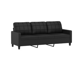 vidaXL Driezitsbank 180 cm Kunstleer Zwart - 35% Korting