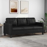 vidaXL Driezitsbank 180 cm Kunstleer Zwart - 35% Korting