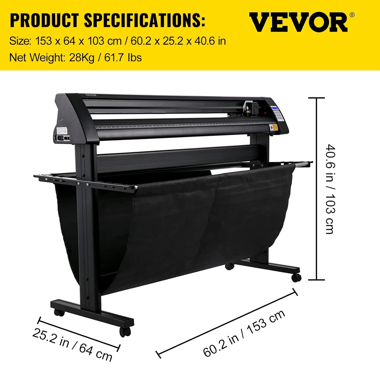 VEVOR Vinyl snijplotter 1350 mm LED Guide Light Signmaster Label Maker Plotter Vinyl snijden plotter voor reclamevels decoratie verschillende handwerk labelproductie printer