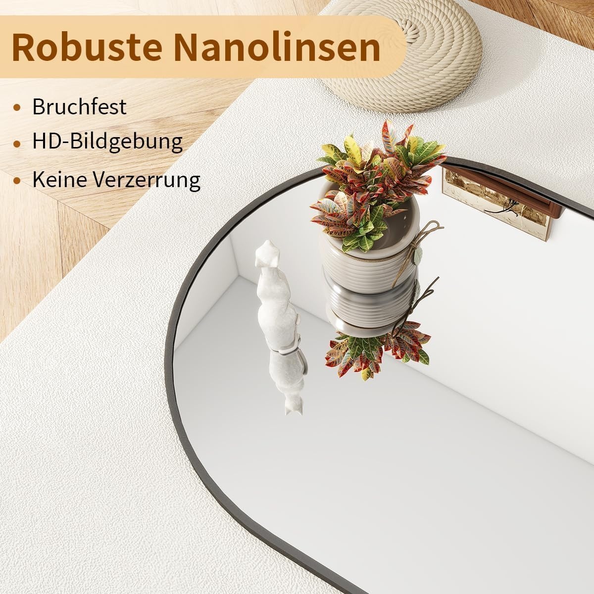 Koonmi Boogspiegel Zwart - 65 x 179 cm - Staande Wandspiegel