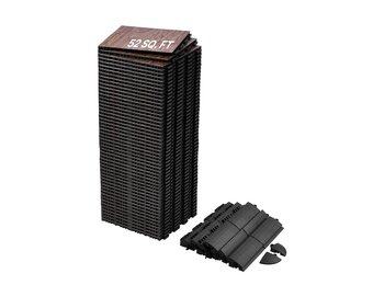 VEVOR Dansvloer van rubber PP en PVC, 52 in elkaar grijpende delen, 315 x 315 x 17,2 mm, draagbare dansvloer met gevoerde bodem (eikenhouten bed, 52 vierkante voet/doos)