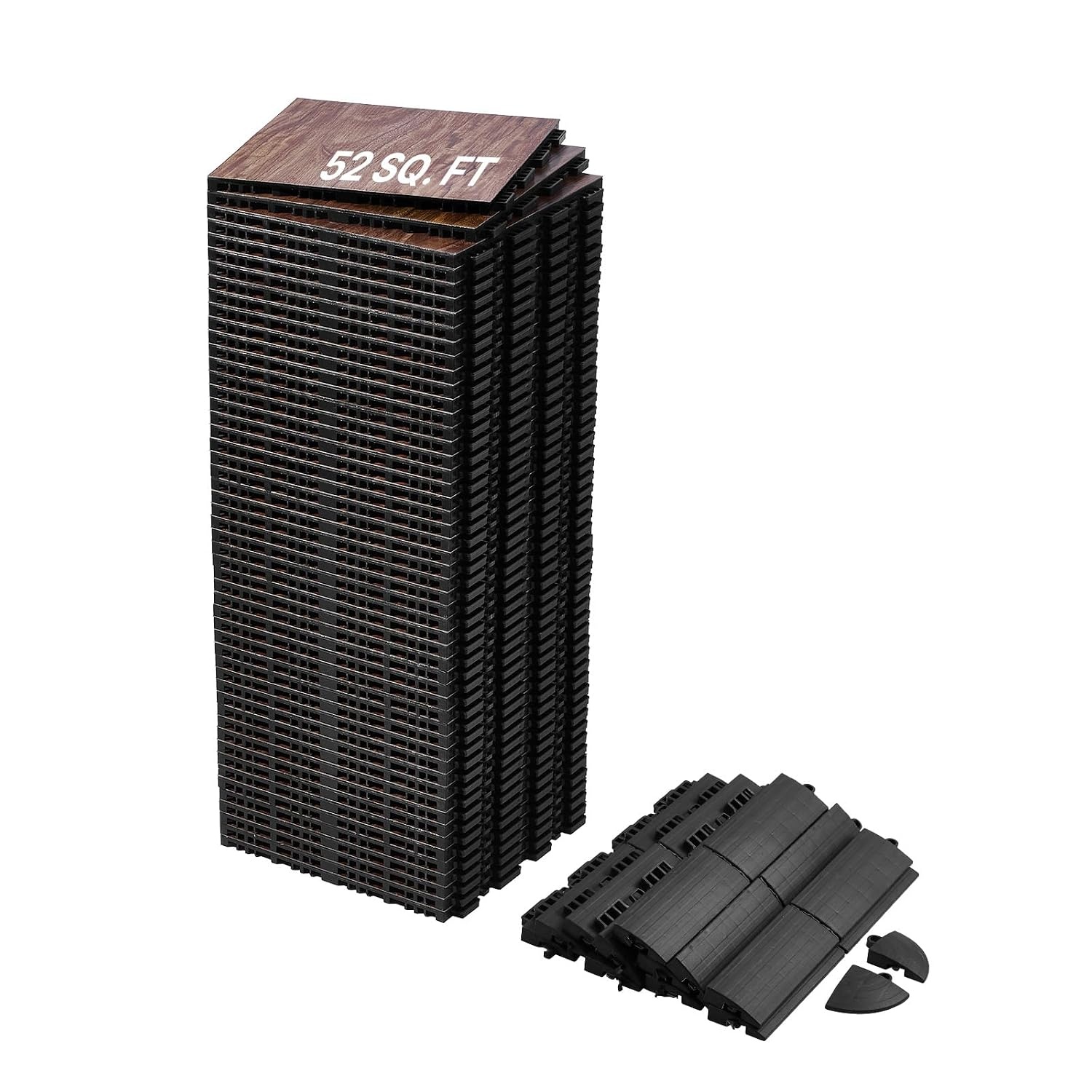 VEVOR Dansvloer van rubber PP en PVC, 52 in elkaar grijpende delen, 315 x 315 x 17,2 mm, draagbare dansvloer met gevoerde bodem (eikenhouten bed, 52 vierkante voet/doos)