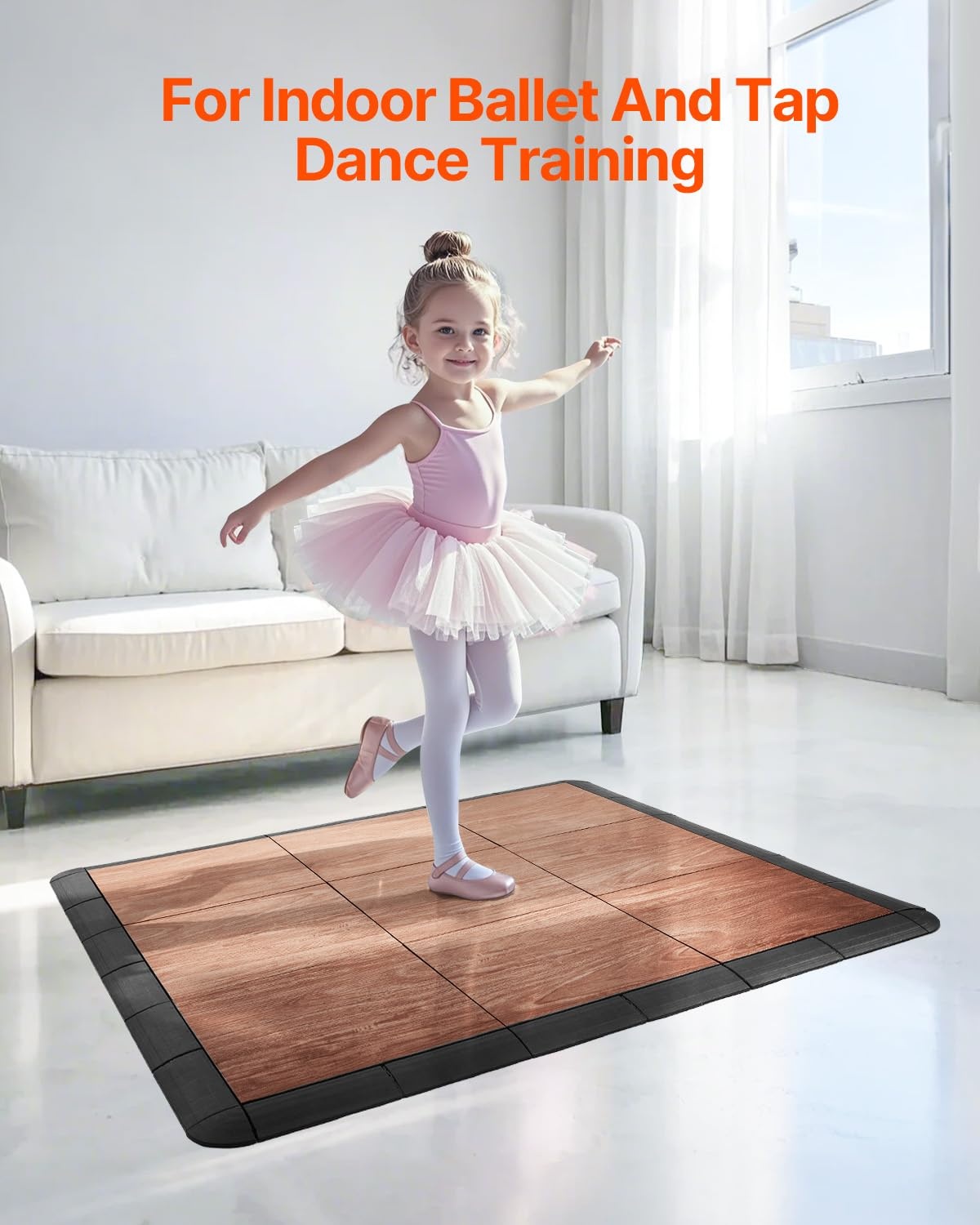 VEVOR Dansvloer van rubber PP en PVC, 52 in elkaar grijpende delen, 315 x 315 x 17,2 mm, draagbare dansvloer met gevoerde bodem (eikenhouten bed, 52 vierkante voet/doos)