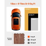 VEVOR Dansvloer van rubber PP en PVC, 52 in elkaar grijpende delen, 315 x 315 x 17,2 mm, draagbare dansvloer met gevoerde bodem (eikenhouten bed, 52 vierkante voet/doos)