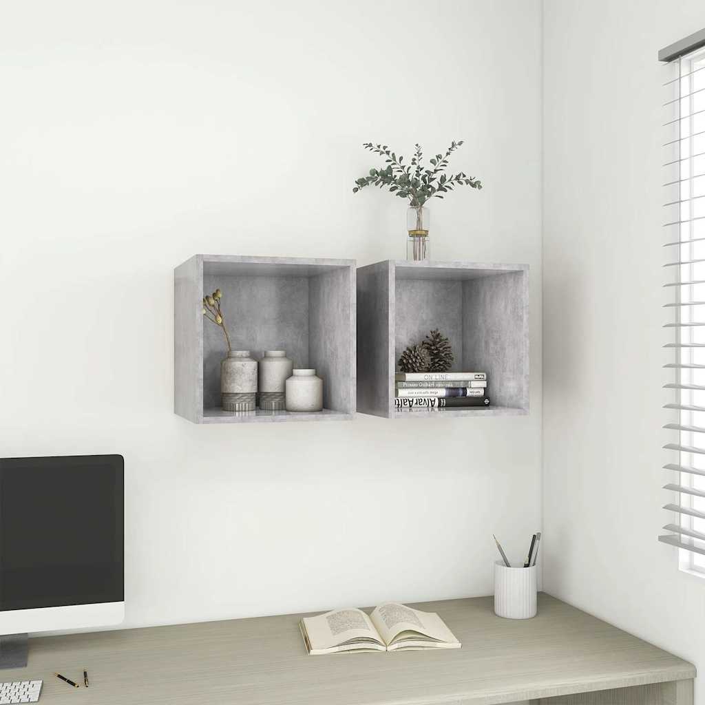 vidaXL Wandkast 37x37x37 cm bewerkt hout betongrijs