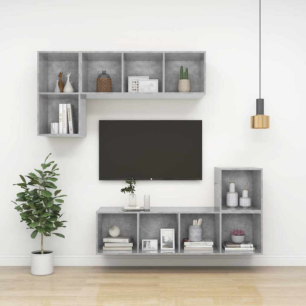 Wandkast 37x37x37 cm Bewerkt Hout Betongrijs - 70% Korting