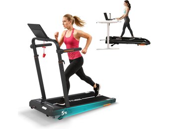 JUMMICO Loopband voor thuis, inklapbaar, met helling 5%, looppad, onder bureau, scooter, 1-12 km/u, tot 100 kg, met app-bediening, afstandsbediening, 39 cm loopvlak